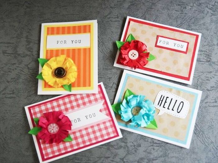 100均の材料で 簡単お花のミニカード