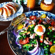 和風スタミナドレッシングで食べる、冷凍温野菜