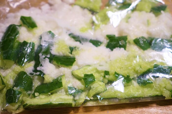 写真の様に叩きキュウリ&叩き長いも