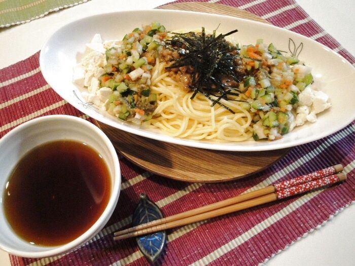 とろふわでシャキ♪野菜とお豆たっぷりパスタ