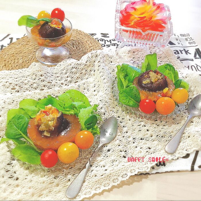 電子レンジで作る!ひんやり☆お茄子のパプリカゼリー寄せ♡