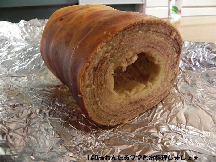 アウトドアで簡単★ホットケーキミックスのバームクーヘン