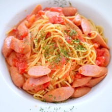 節約パスタ 魚肉ソーセージを使って