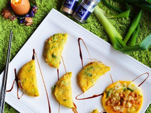 納豆、ねぎ、ご飯、チーズ、小さな栄養満点オムライス