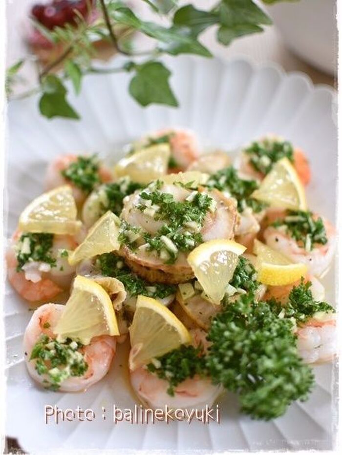 【レシピ】レンジで簡単おもてなし風「ほたてとエビのパセリバター乗せ」