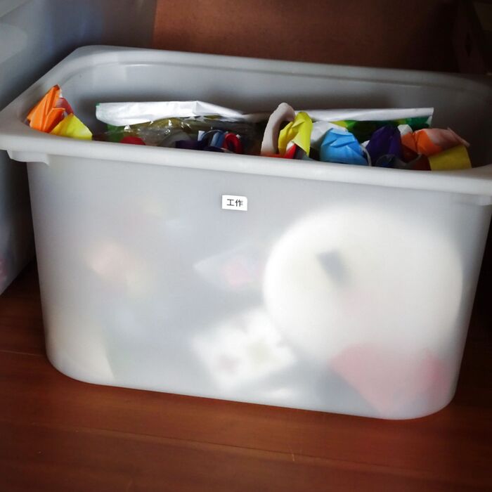 IKEAのBOXで、子どもが作った工作の管理