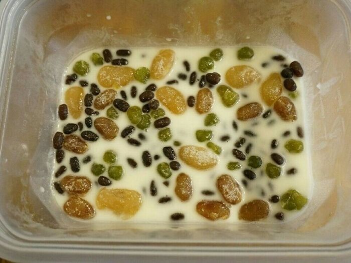 甘納豆を加えて更にチンして完成