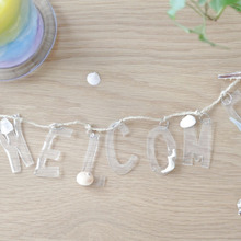 キラキラ涼しげ☆プラバン×シェルでつくるWelcomeガーランド☆