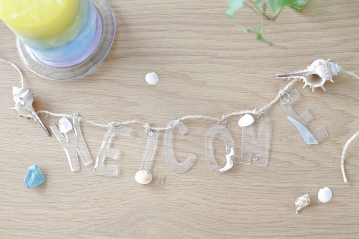 キラキラ涼しげ☆プラバン×シェルでつくるWelcomeガーランド☆