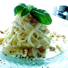 アスパラ缶詰で冷製パスタヴィシソワーズ風