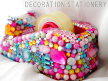 キラキラ簡単に!100均ミニテープカッターを宝石デコでリメイク!