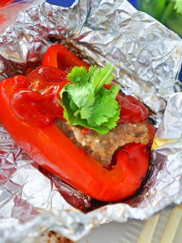 大人気のパプリカの肉詰め