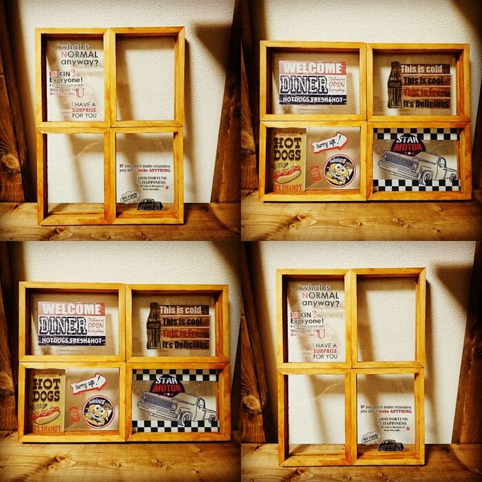 両面フォトフレームを窓枠風に♪