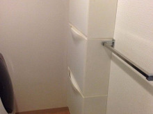 IKEAのシューズキャビネットを使って、洗面所をスッキリタオル収納!