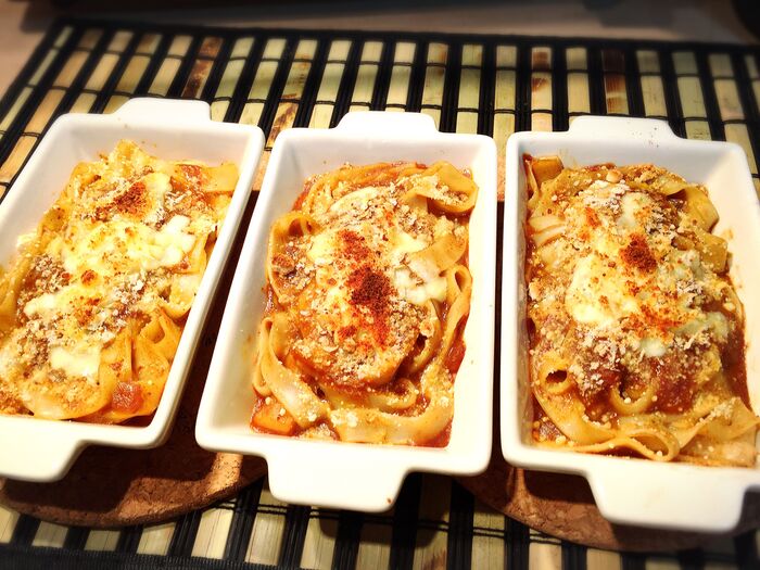 グラタンの要領でオーブンで焼きます。