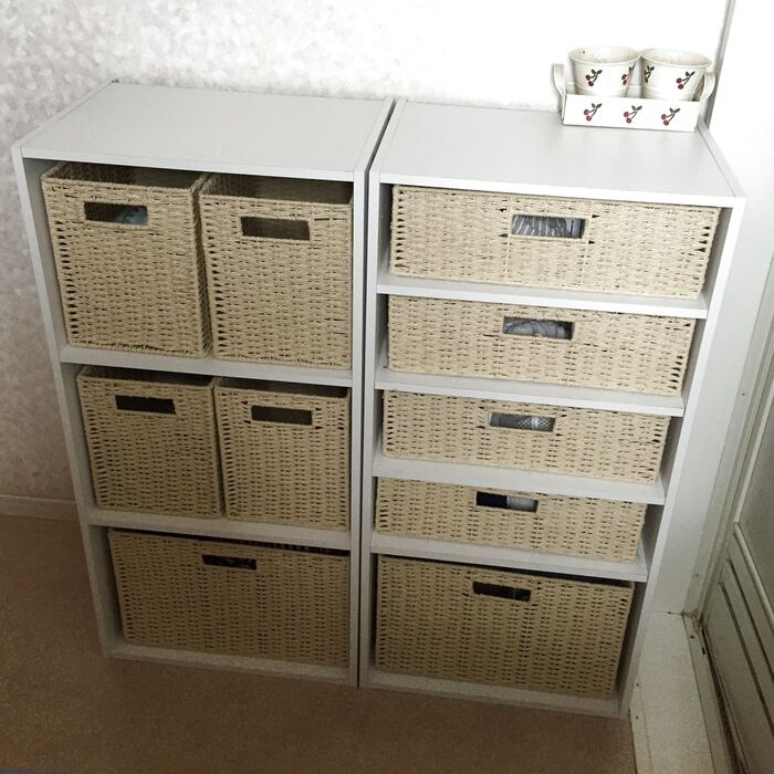 ニトリの収納グッズで☆家族の使いやすい浴室前(洗面所)収納