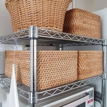 キッチンで大活躍の無印良品ラタン長方形バスケット