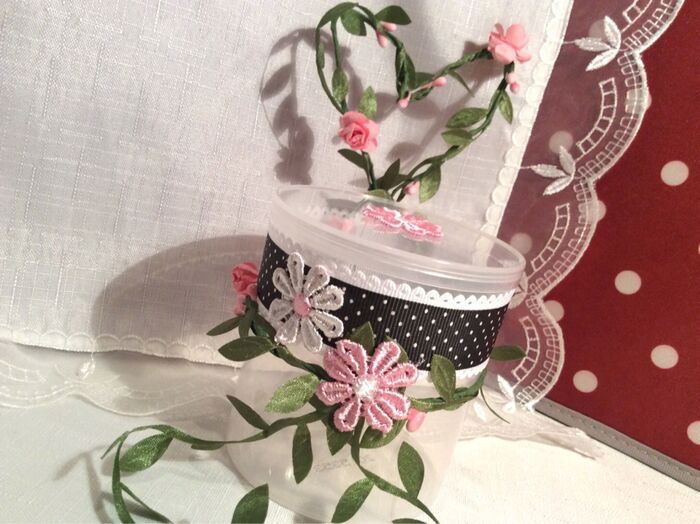 手芸材料で!綿棒のカラ容器を可愛くリメイク♡