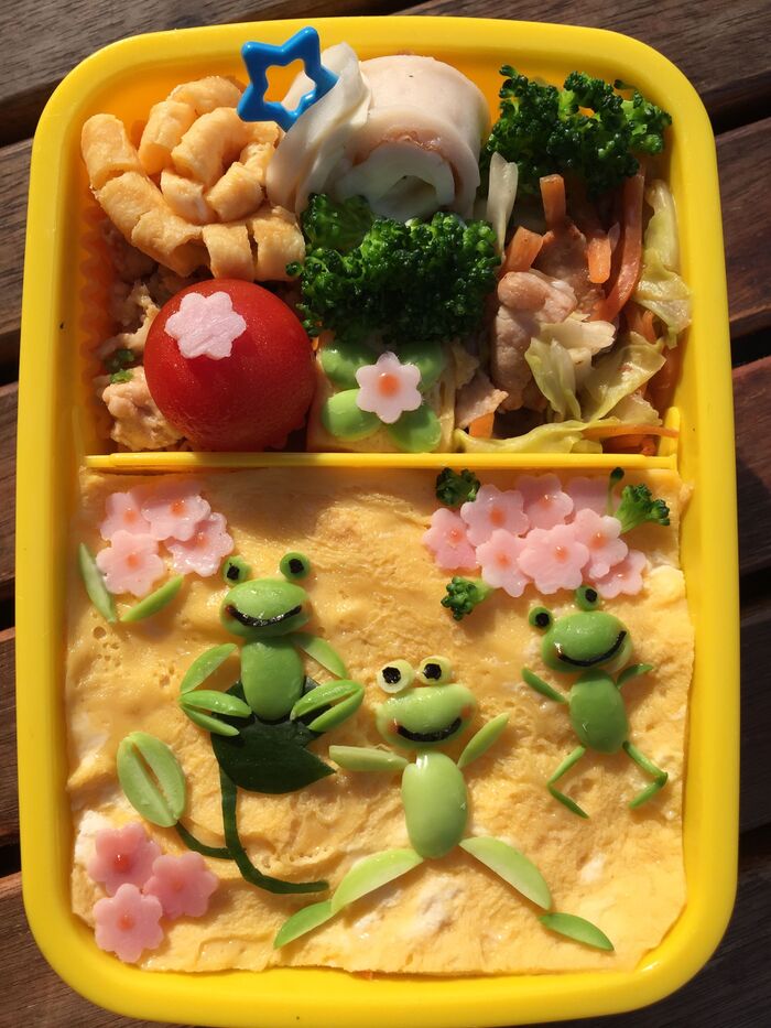 キャラ弁：枝豆が可愛いアマガエルに変身‼︎カエルちゃん弁当♡