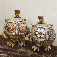 紙をアンティーク金属に見せる塗り方!スチームパンクなミミズク☆