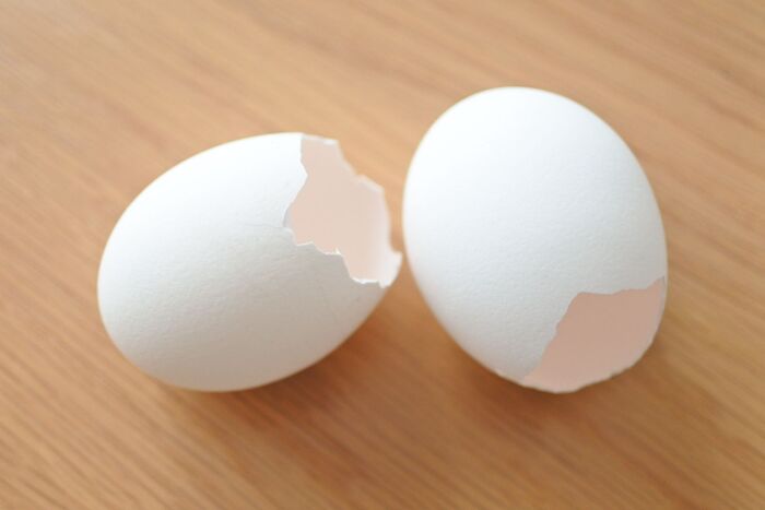 ①卵の殻を準備します
