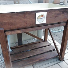 廃棄寸前のブリキの流し台をリメイク