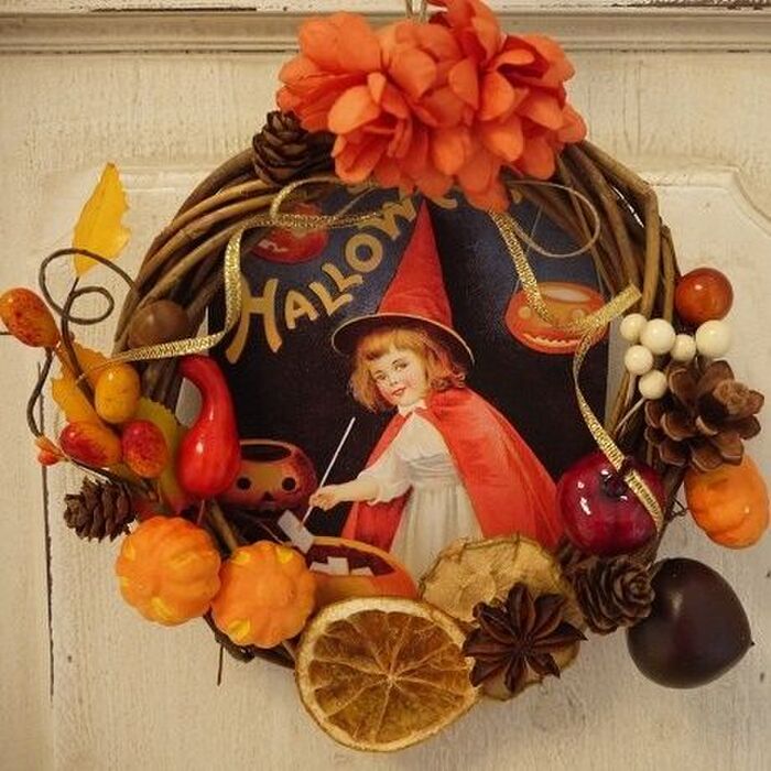 100均の材料でハロウィンリース