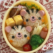 可愛い簡単デコ弁キャラ弁 リスくんツインズ