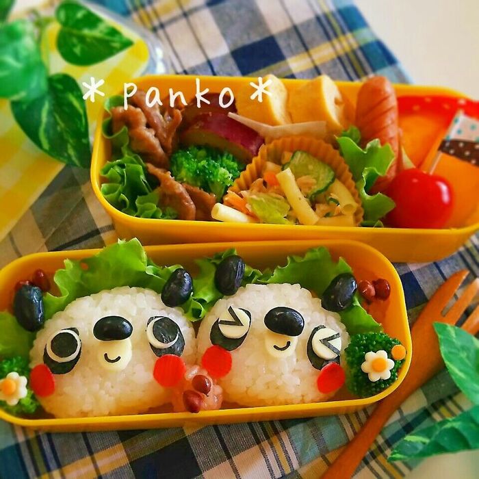 黒豆で☆簡単時短パンダちゃんのお弁当/キャラ弁