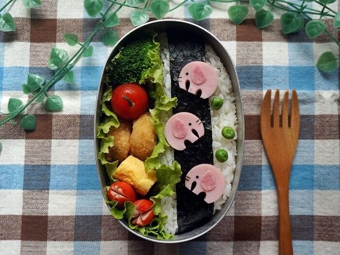 キャラ弁:ぞうさんのお散歩弁当