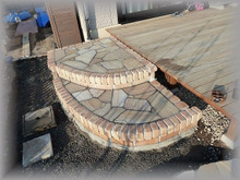 外構DIY☆レンガと天然石乱張りで造るテラス階段~前編