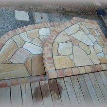 外構DIY☆レンガと天然石乱張りで造るテラス階段~後編