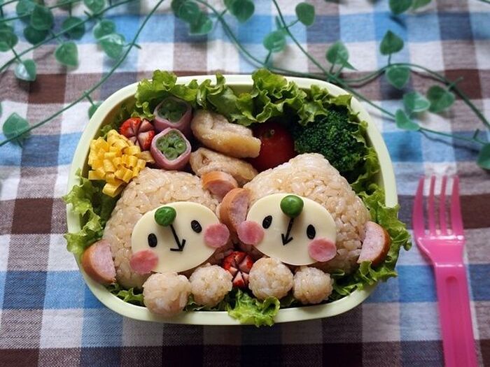 キャラ弁：２匹のおさるさん弁当♪