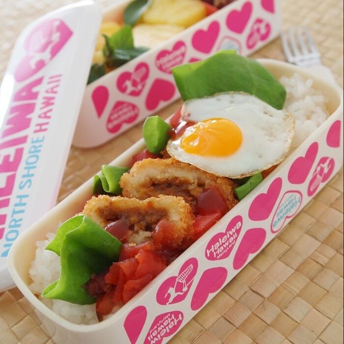 毎日の!!お弁当レシピ「カレー男爵のロコモコ弁当」