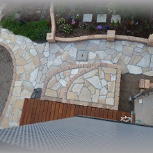 外構DIY☆レンガ花壇・天然石乱張りテラス・小路のコラボ~後編