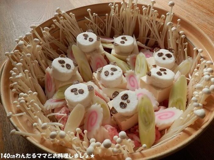 はんぺんで簡単可愛い★パンダいっぱい鍋