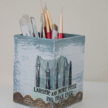 お道具入れもデコパージュでわかりやすく