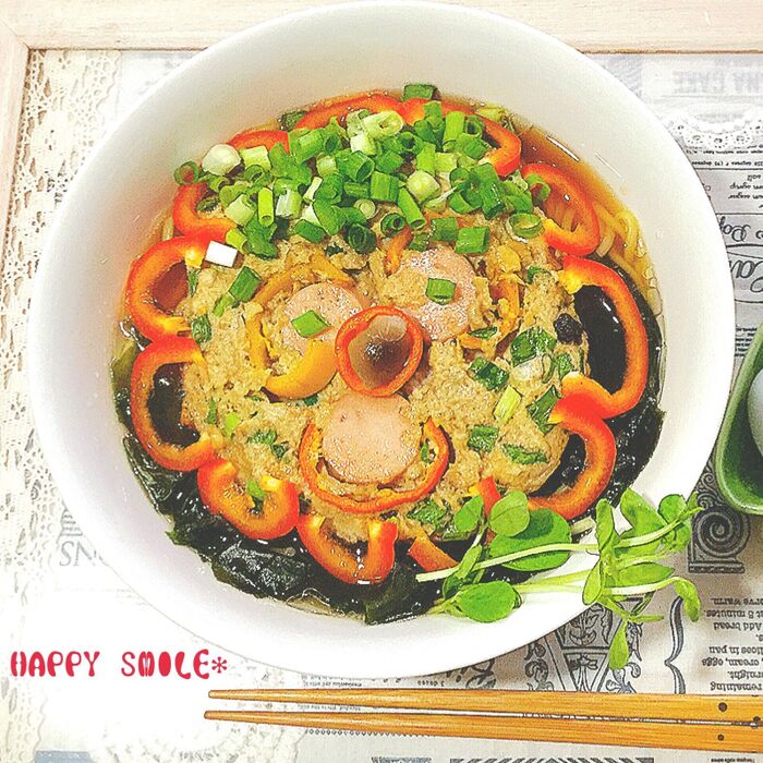子供も喜ぶ♪栄養満点!レンコン卵焼き玉ラーメン♡