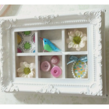 フォトフレーム&木製仕切りBOX6マスで、飾り枠をハンドメイド