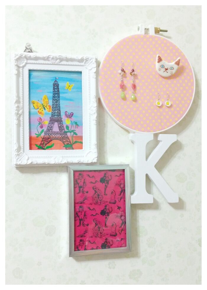 貼るだけ簡単!写真立て&刺繍枠で壁掛けオブジェをハンドメイド