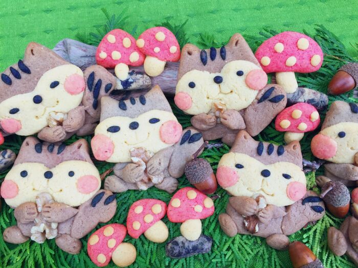 100均くまさん型で食いしん坊リスさんとキノコの作り方!