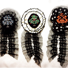 100均フリルテープでビーズブローチをロゼットに変身♪