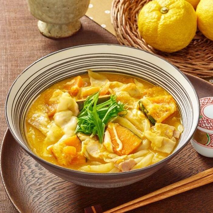 ハロウィンを楽しむ!「かぼちゃとチーズの味噌スープうどん」