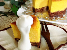 ダイソーの12cm丸型で*なめらかかぼちゃのチーズケーキ