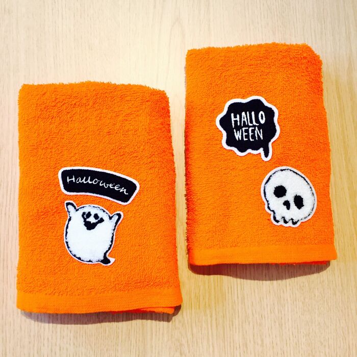 100均で簡単! ハロウィン仕様のタオル♪