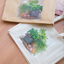 初心者さんお勧め!100均麻バックもデコパージュで爽やかリメイク☆