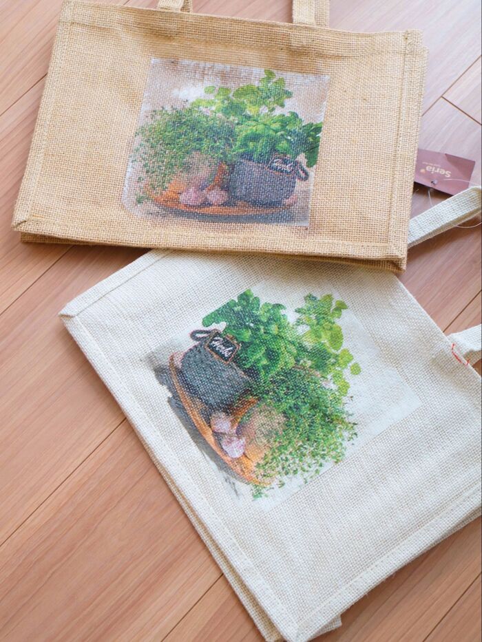 初心者さんお勧め!100均麻バックもデコパージュで爽やかリメイク☆