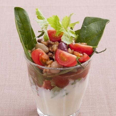 4種の豆とスペルト小麦のポテトクリームサラダ