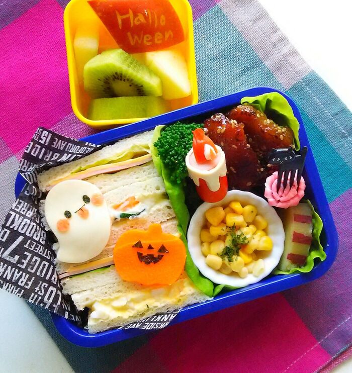 キャラ弁♡のせるだけ簡単‼サンドイッチのハロウィン弁当