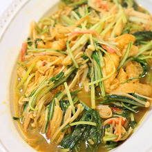 フライパン一つで簡単!水菜のカレーオイスターソース煮のレシピ☆